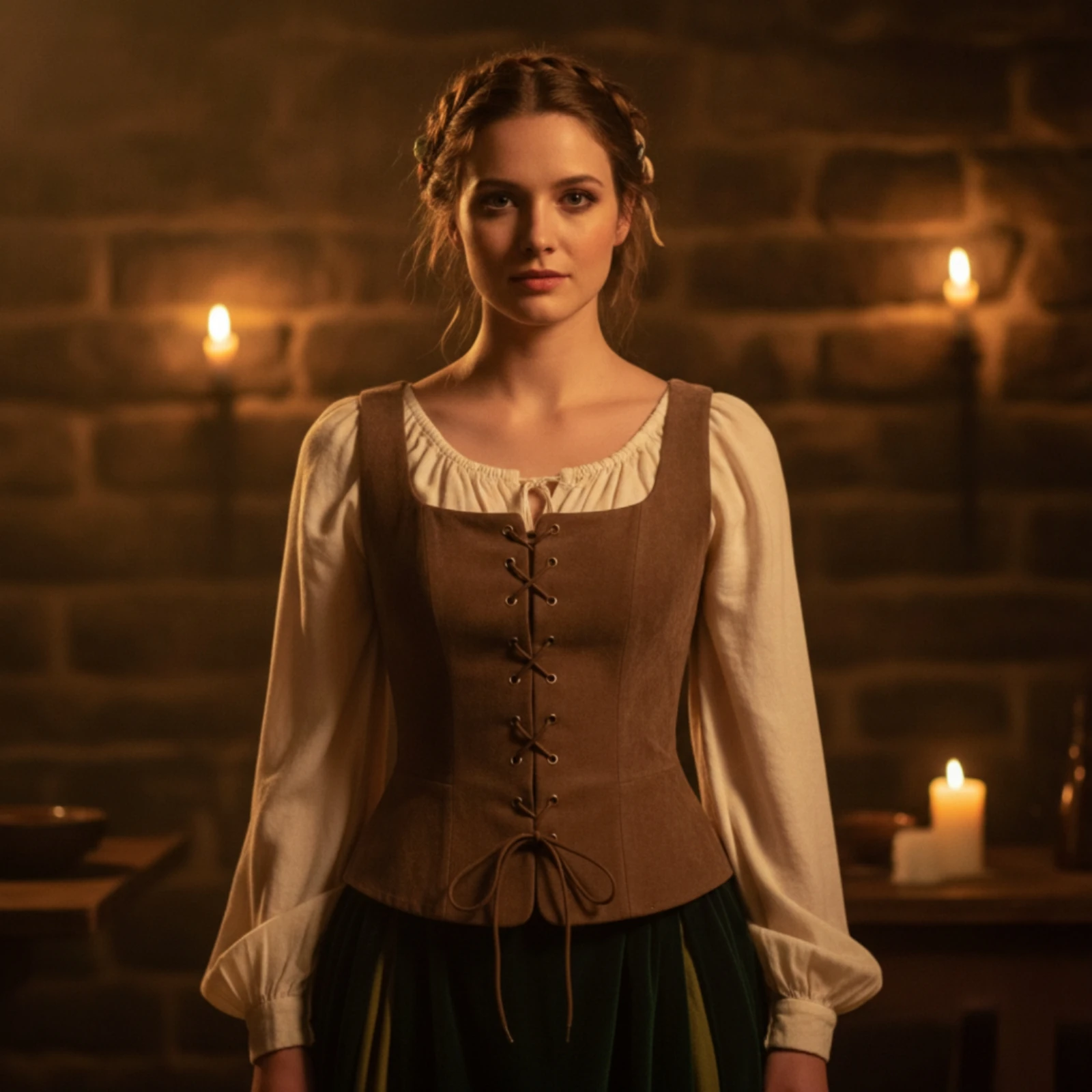 Lace-up Vest V-Neck Waistcoat with Lace-up Sides Clothing Structured for Cosplayers, Cosplay, Theater
