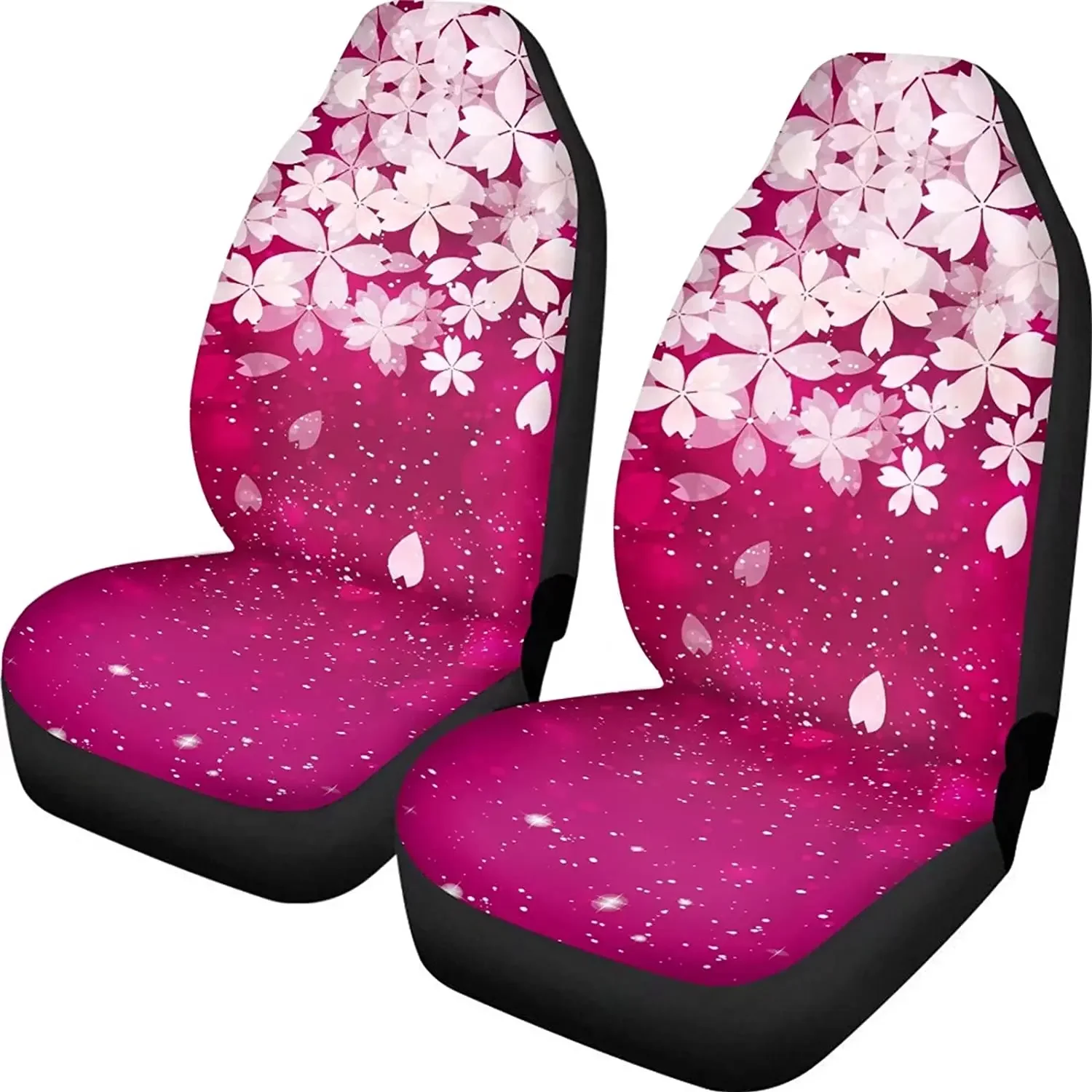 Pink Sakura Seat Cover for Car for Women Cherry Blossoms Front Seat Covers Decor for Car SUV Van Universal Fit Most Car