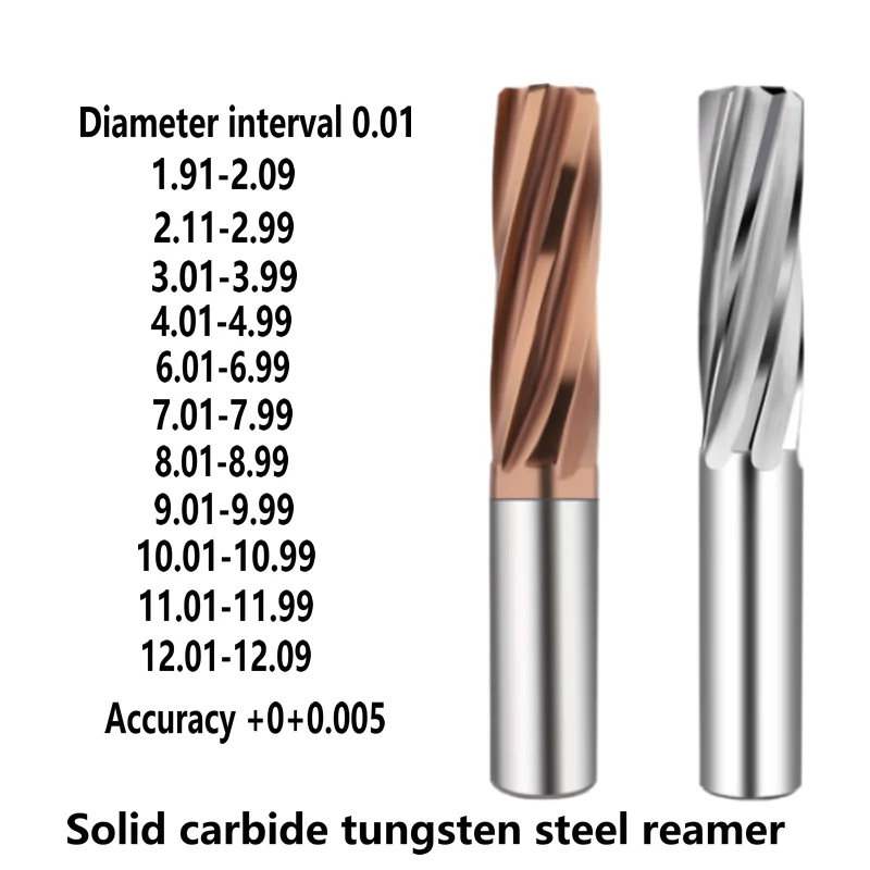 

Solid Carbide Tungsten Steel Reamer 3.45 3.96 4.58 4.73mm Reaming Or Machining Holes Coated Aluminum Spiral Groove 3F 4F 6F CNC