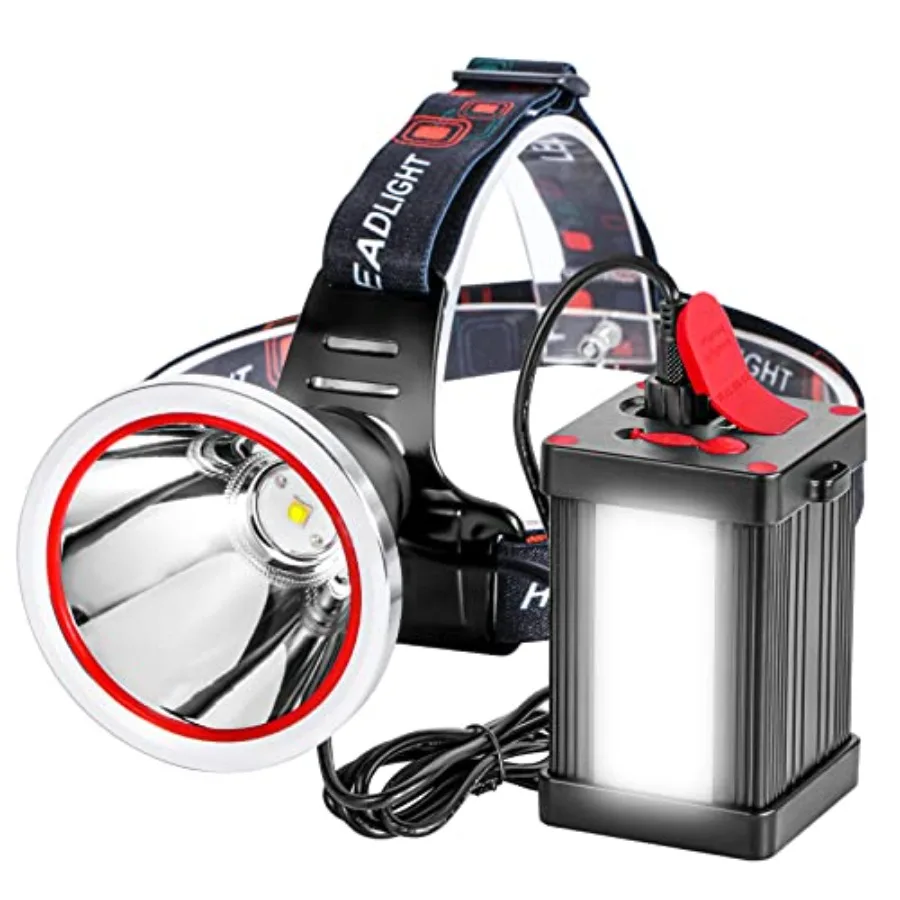 

Superbright Bright LED Headlamp Powerful Portable Rechargeable Head Flash with External Side for Camping Biking Hunting Fishing