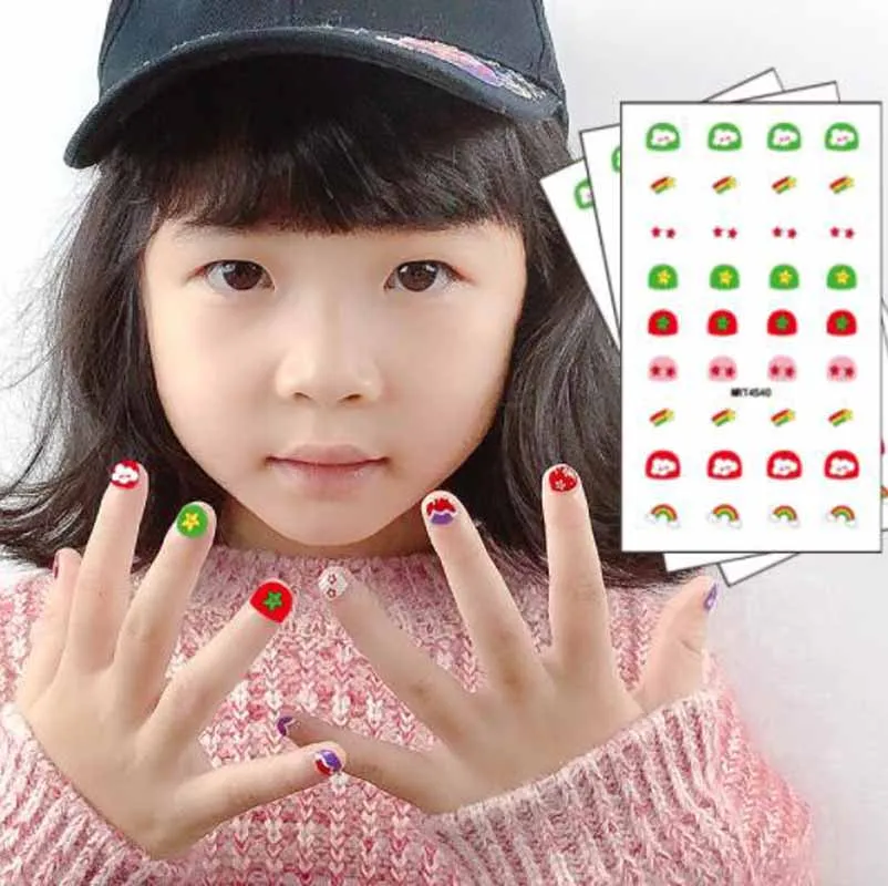 Bambini ragazze Nail Art adesivi fai da te bambini Cute Cartoon Nail decalcomanie stampa sicura su adesivo copertura completa Nail Wraps Party unghie finte