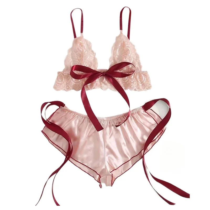 여성용 파자마 대형 사이즈 홈웨어 레이스 브라 세트 성인용품 코스튬 섹시 나이트가운 여성복 상의