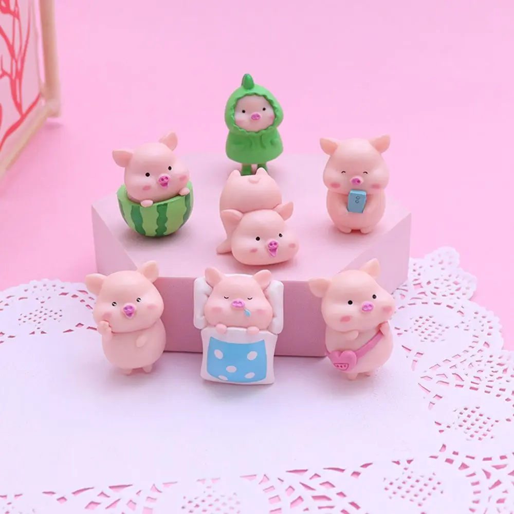 

Cute Dollhouse Home Decoration DIY Crafts Micro Landscape Resin Statue Miniature Pig Figurine Miniature Figurine