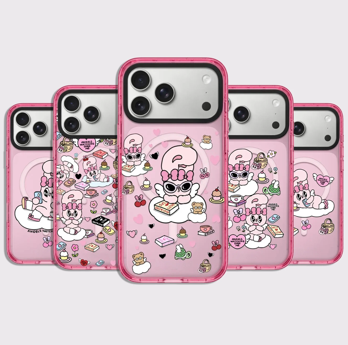 Angel Rabbit Cloud Impact Pink Border Magnetic Impact Cover for IPhone 13 14 15 16 17 Pro Max Case for IPhone 17 Air