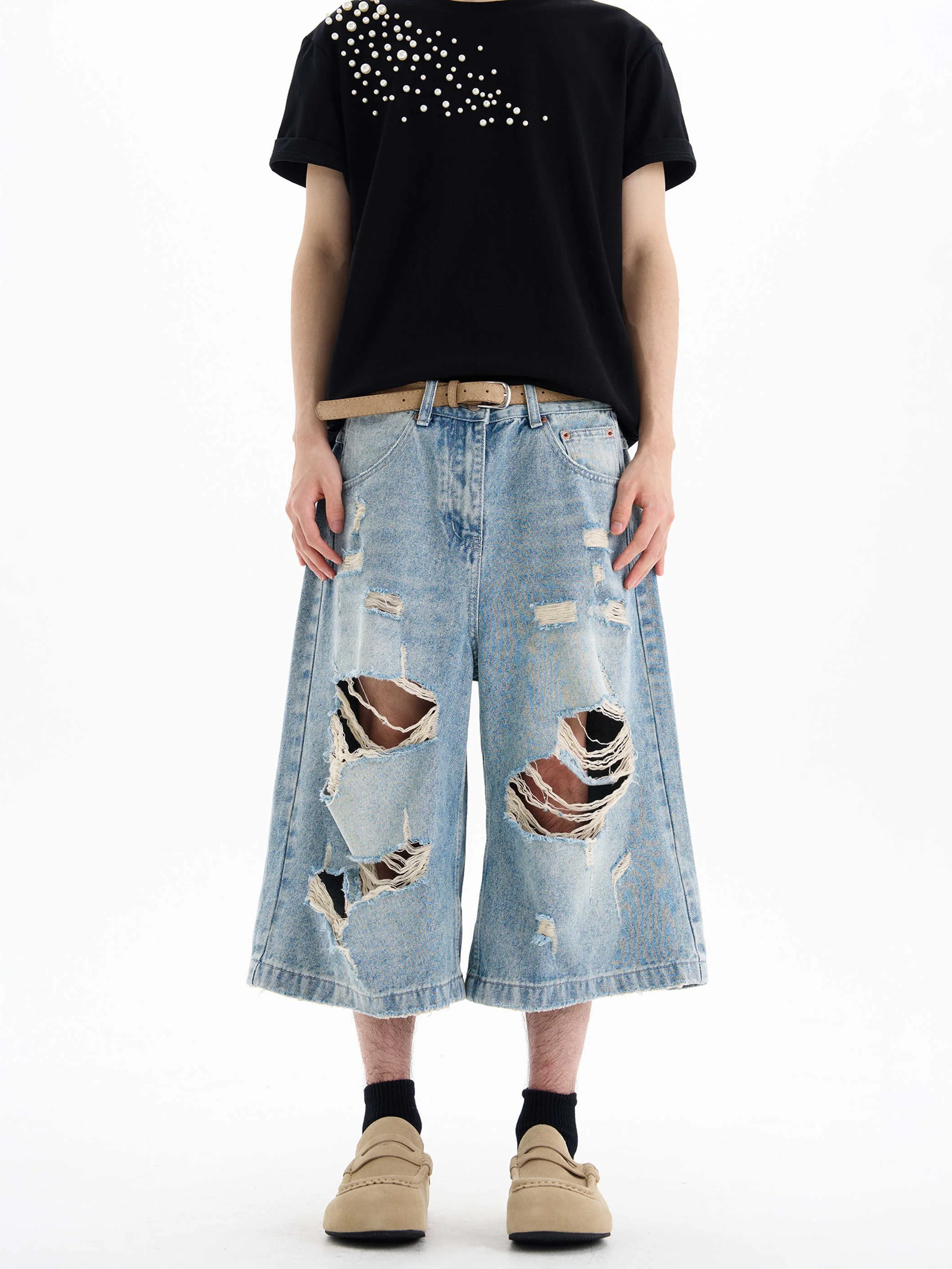 

Американские джинсы High Street Waed светло-голубого цвета, свободного прямого кроя, укороченные (7/8), модные повседневные джинсы