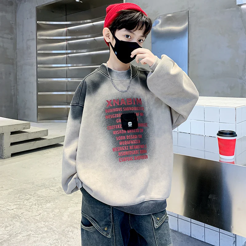 Winter Boy Long Sleeve Thermal Sweatshirt Child Cotton Casual Warm Tops Sweatshirt For Teen Kids 5 6 7 8 9 10 11 12 13 14 Years