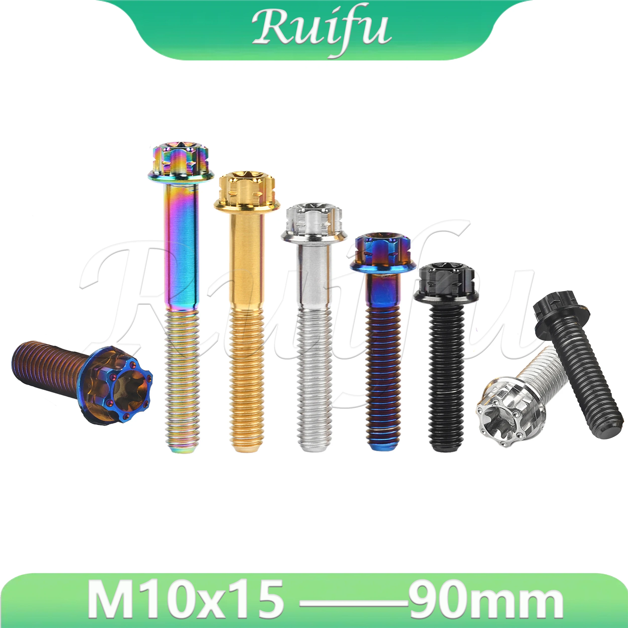 

Ruifu Titanium Bolt M10x15~90mm T50 Torx Pitch1.25/1.5mm Flange Torx Screw for Motorcycle Caliper Assembly Parts