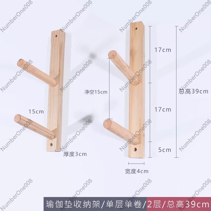 

Настенная деревянная полка-органайзер для ковриков для йоги, массажных роликов и принадлежностей для пилатеса, из массива дерева