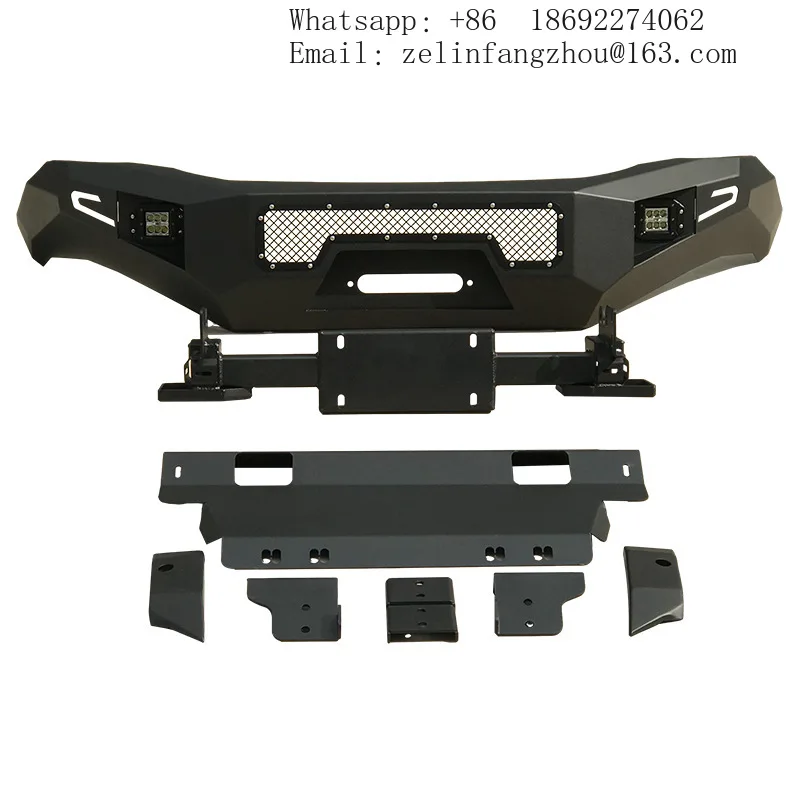 

Steel Front Bumper w/ Frame Protectors & Fog Light Cut-Outs Fit For Hilux Revo 2016-2018 Off-Road Heavy Duty Bolt-On