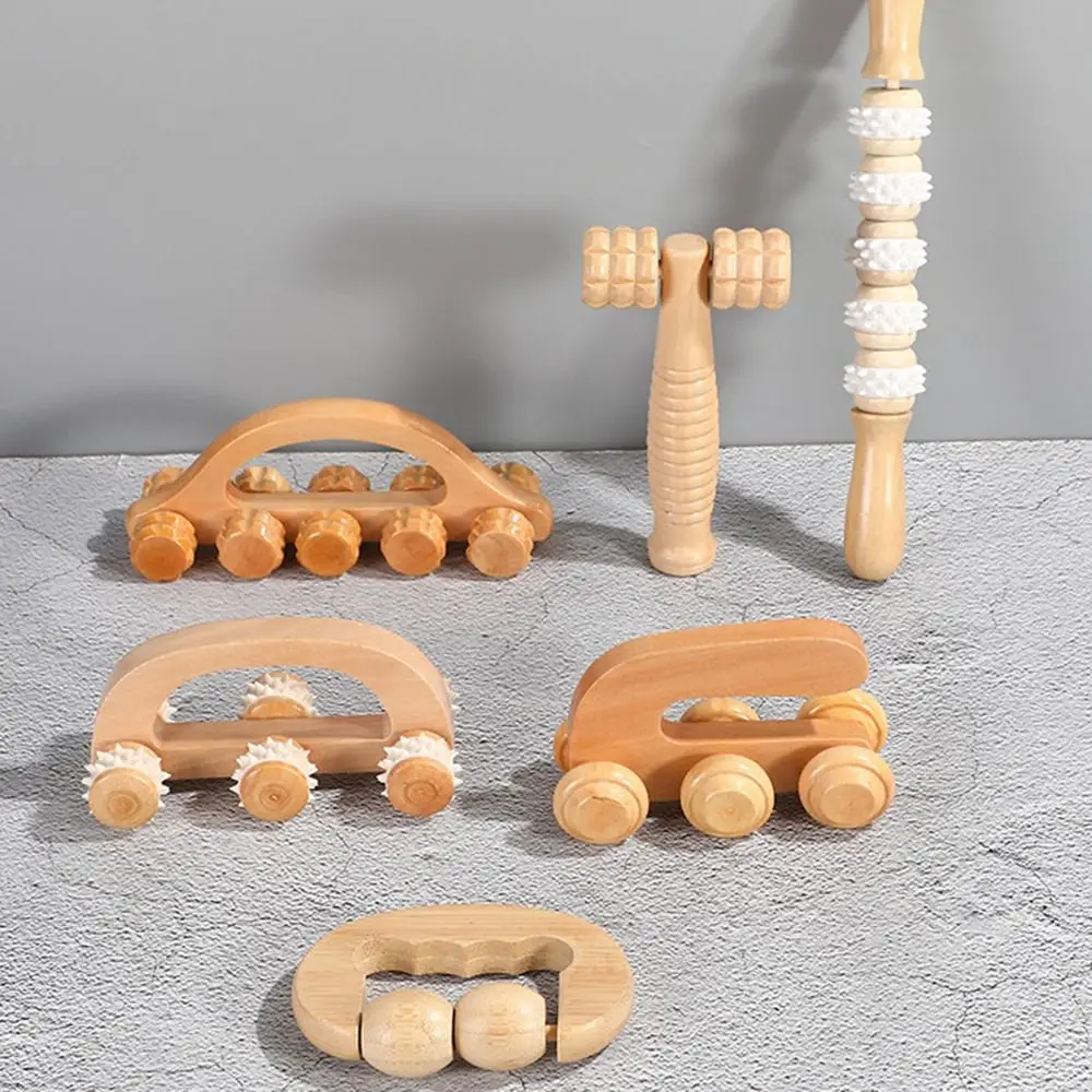 

Household Wooden Massage Roller Handheld Manual Muscle Roller Sticks Hand Push Reflexology Body Massage Tool Face Shoulder Neck