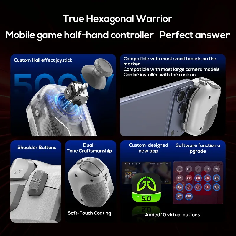 Magic MB07 Mobile Game Joystick Controller Built-in 400mAh Battery BT5.3 Gamepad Support IOS/Android System with RGB Lighting