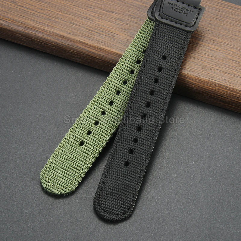 18x24 มม.ไนลอนคุณภาพสูงนาฬิกาอุปกรณ์เสริมสําหรับ Casio AE1200/1300 SGW300/400 MRW200 A158 ทนต่อการขัดถูกันน้ํา Watchband