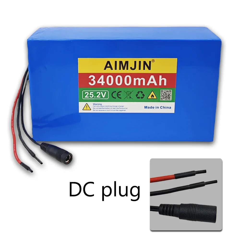 6S10P 25.2V 34000mAh 18650 lithium-ion rechargeable battery pack with BMS for scooters+25.2V 2A charger