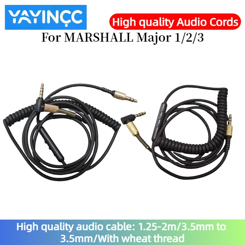 

High quality audio cable For MARSHALL Major 1/2/3 Headset 3.5mm to 3.5mm plug with microphone spring wire