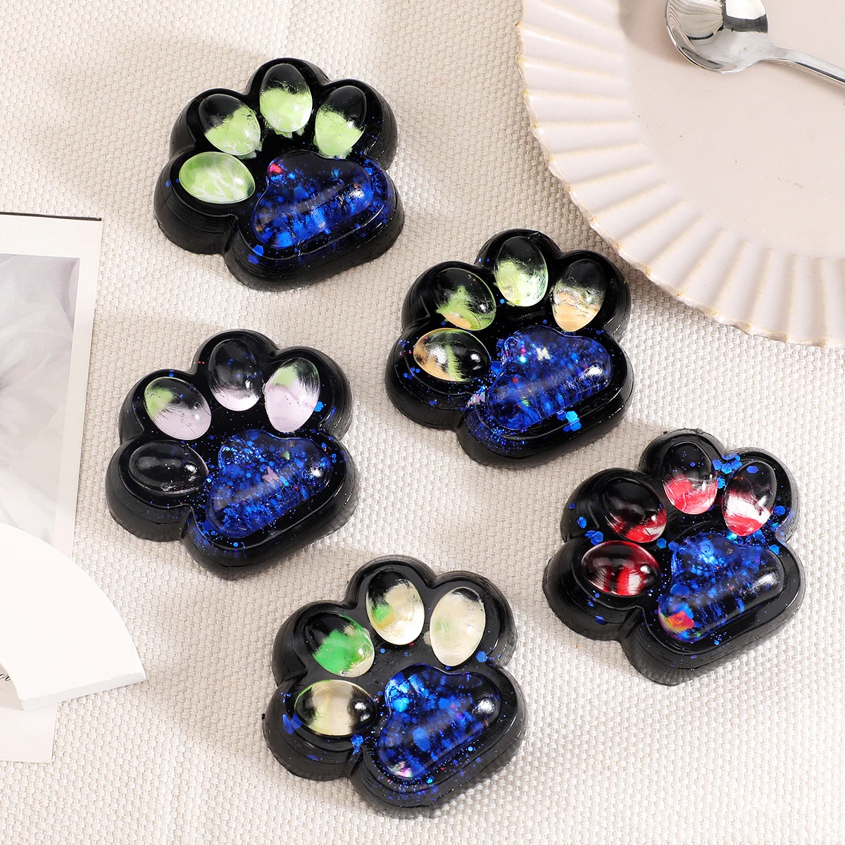 

1 шт., темная звезда, градиентная кошачья лапа, сжимаемые игрушки, игрушка для кошачьих ног, медленный отскок, игрушка для снятия стресса, декомпрессионная вентиляционная игрушка