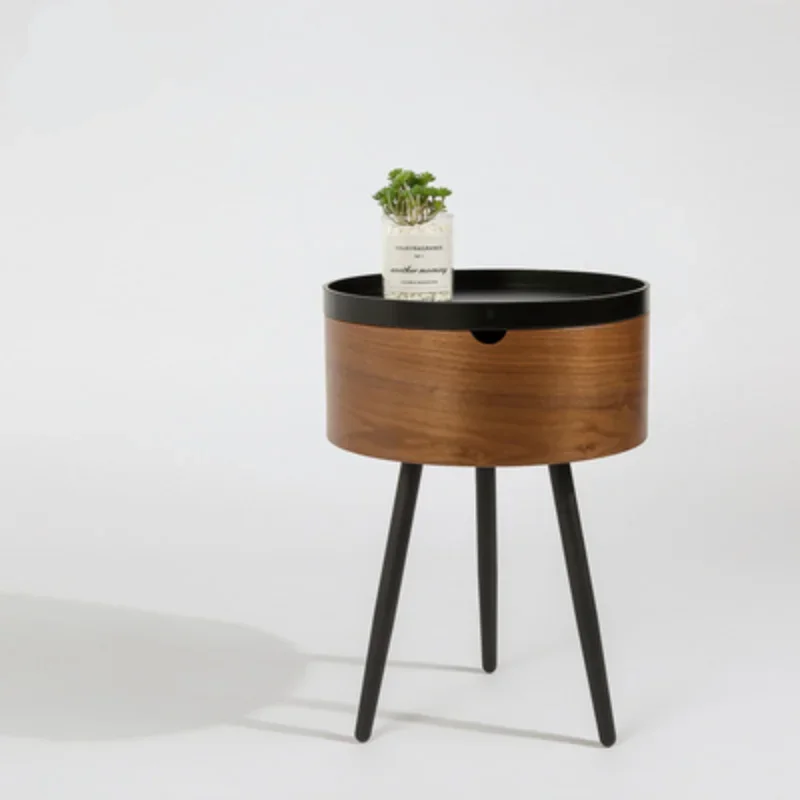 Scandinavian Bedside Table Round Sleek Bedroom Storage Modern Nordic Design Minimalist Nightstand Functional Home Furniture