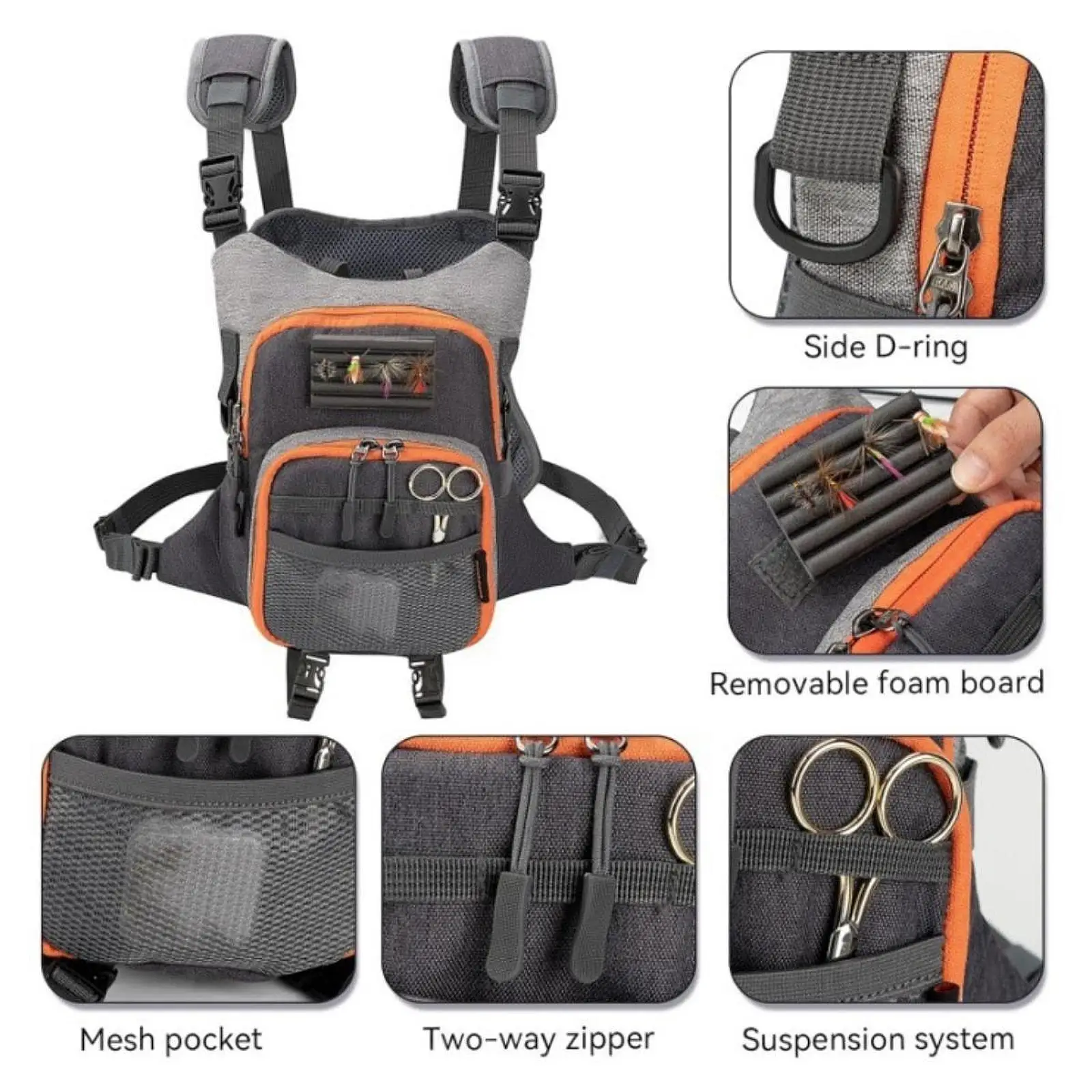 

Fly Fishing Chest Pack Adjustable Shoulder Strap Breathable Gear Pouch for Fishing Equipment Accessories