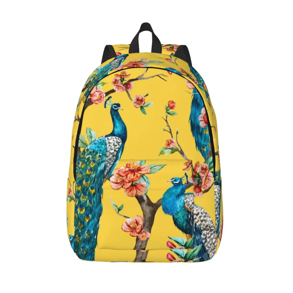 

Peacock Cherry Flowering Trees Watercolor Pattern Backpack Unisex Travel Bag Schoolbag Bookbag Mochila