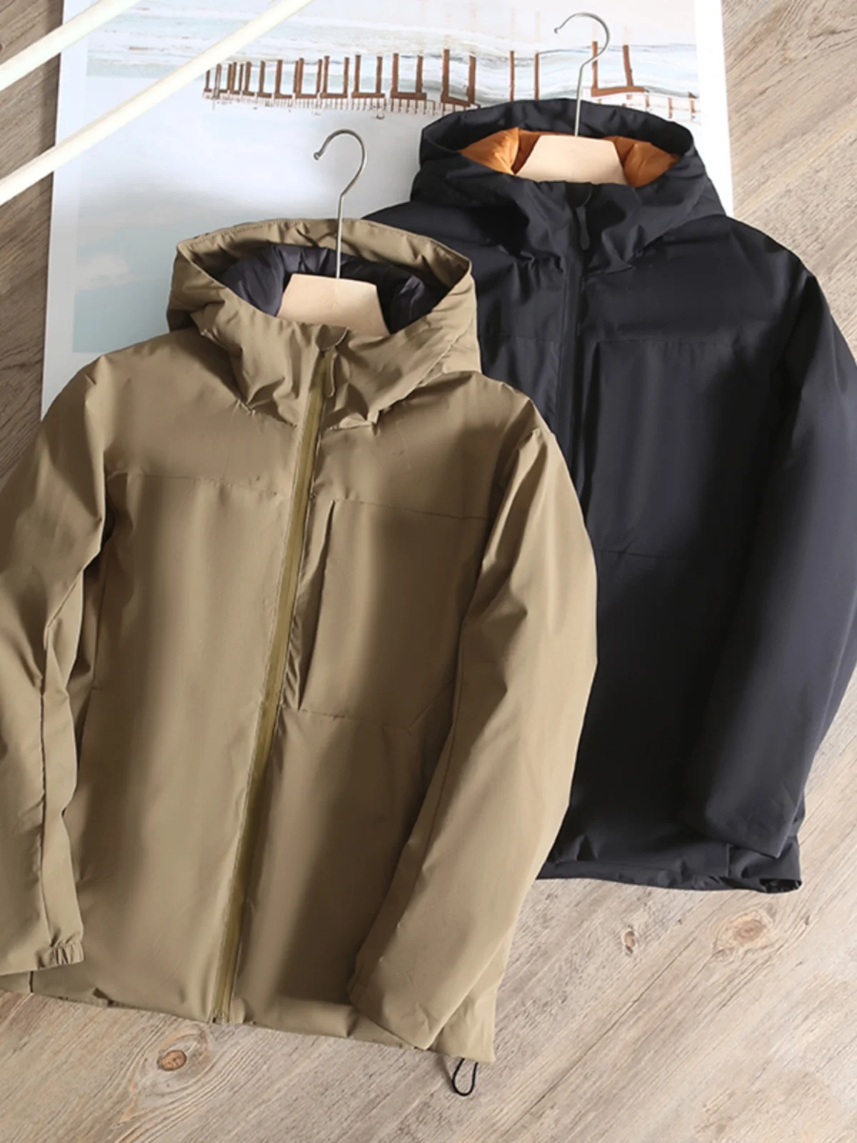 

New Upaded Lightweight 3D Tailored Men's Outdoor Windproof Waterproof Hooded Warm Cotton Jaet Faionable Urban Sle