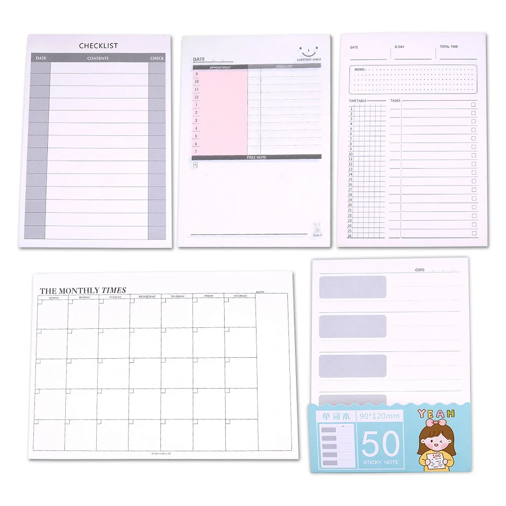 korean non sticky note notepad tab mensal planejador semanal verificar agenda plano dia lista de fazer jornal de compras papelaria 01