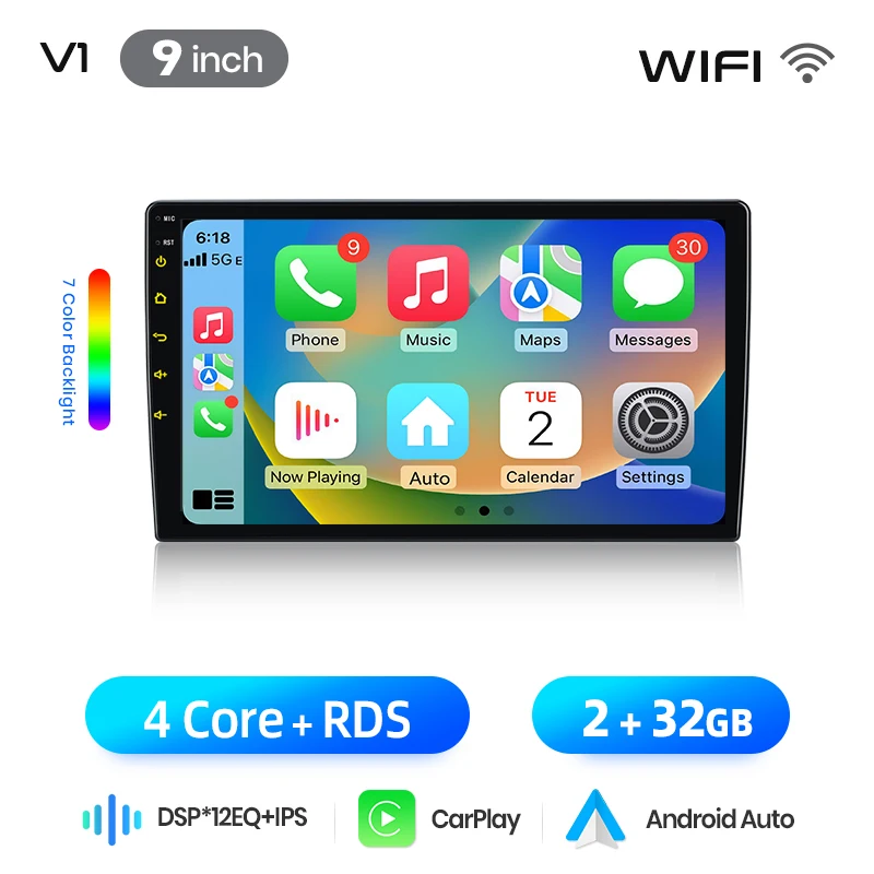 Junsun 9 inch Android 15 autoradio voor Opel Astra K 2015-2019, draadloos Apple CarPlay, IPS touchscreen, stereo multimediaspeler, automatische navigatie, slimme intelligent systemen, 2-DIN autoradio,