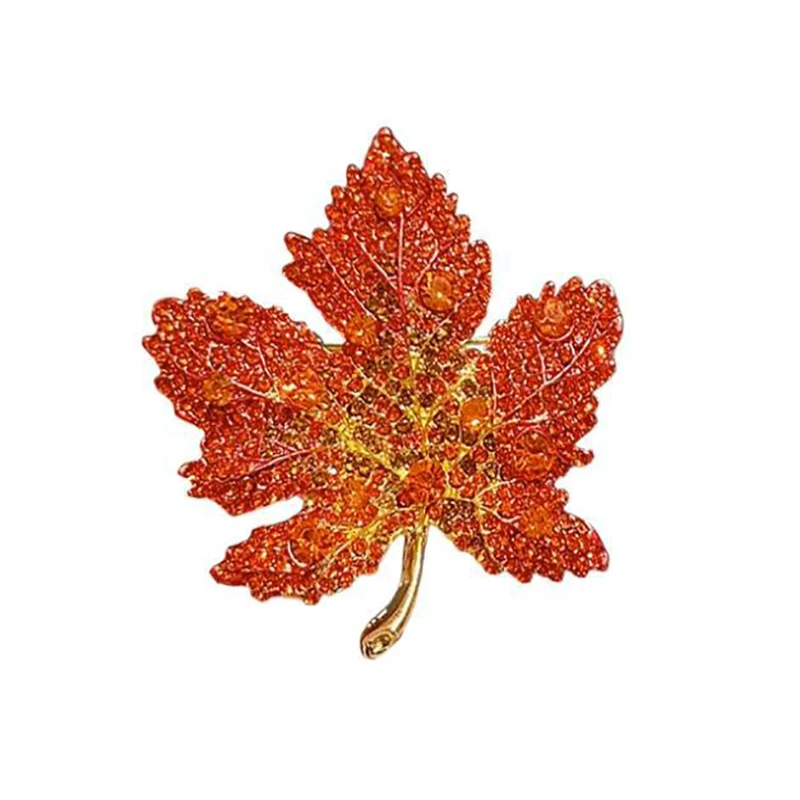 Moda e elegante cristal vermelho maple leaf broche luxo temperamento senhoras traje de casamento jóias acessórios festa presentes