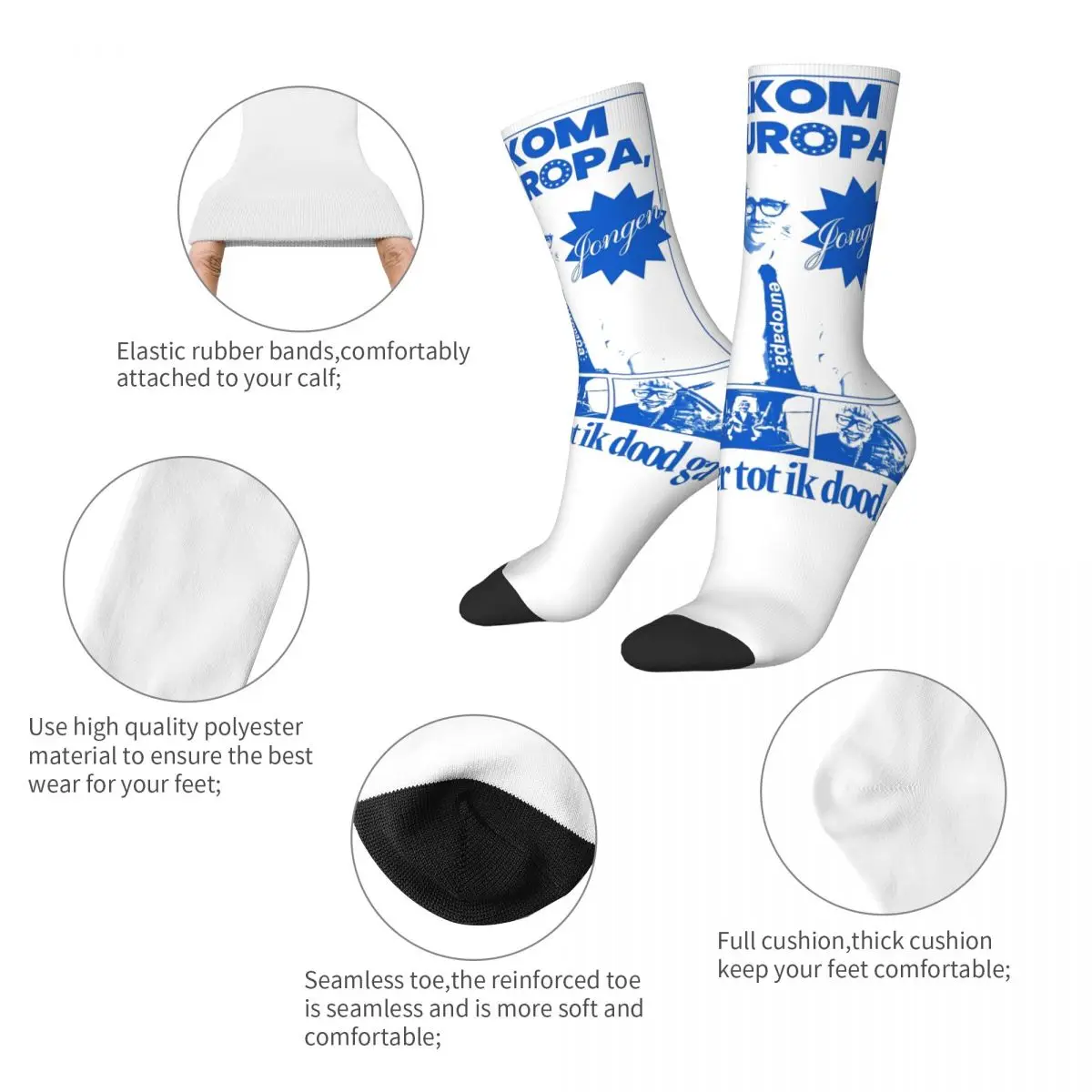 Joost Klein Eurovisions Song Contest 2024 The Netherlands Design Theme Crew Socks Stuff for Men Cozy Print Socks