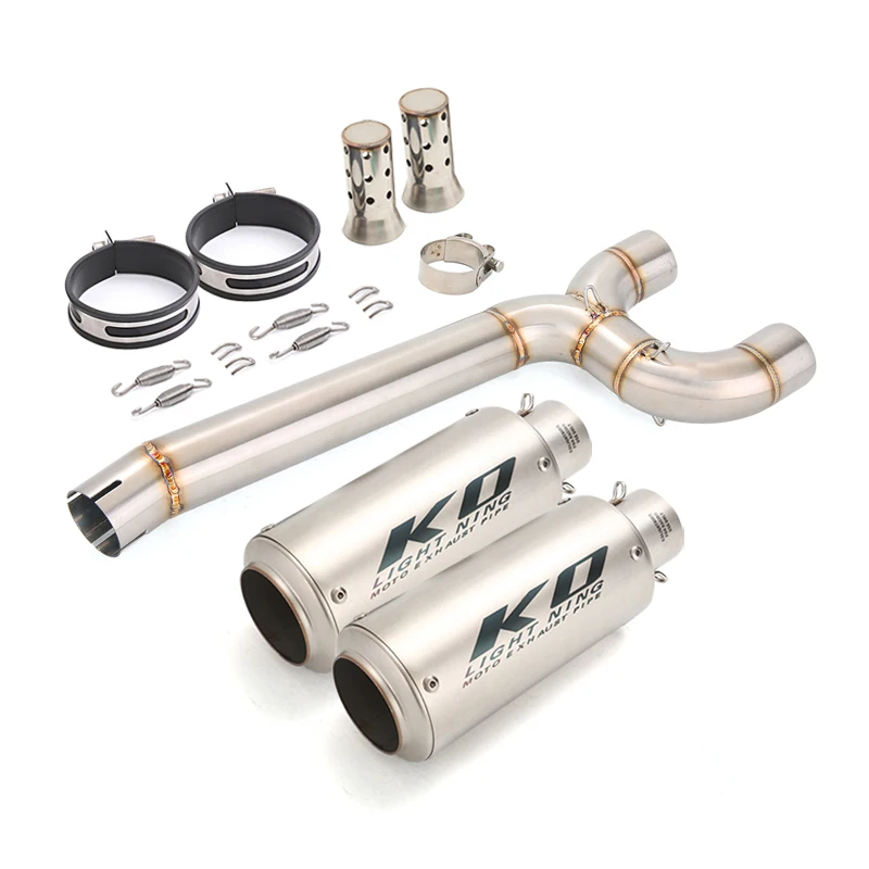 For Yamaha FZ6 FZ6N FZ6S 2004-2011 Motorcycle Exhaust System Left Right Mid Link Pipe Connect 51mm Tail Muffler Stainless Steel view 4