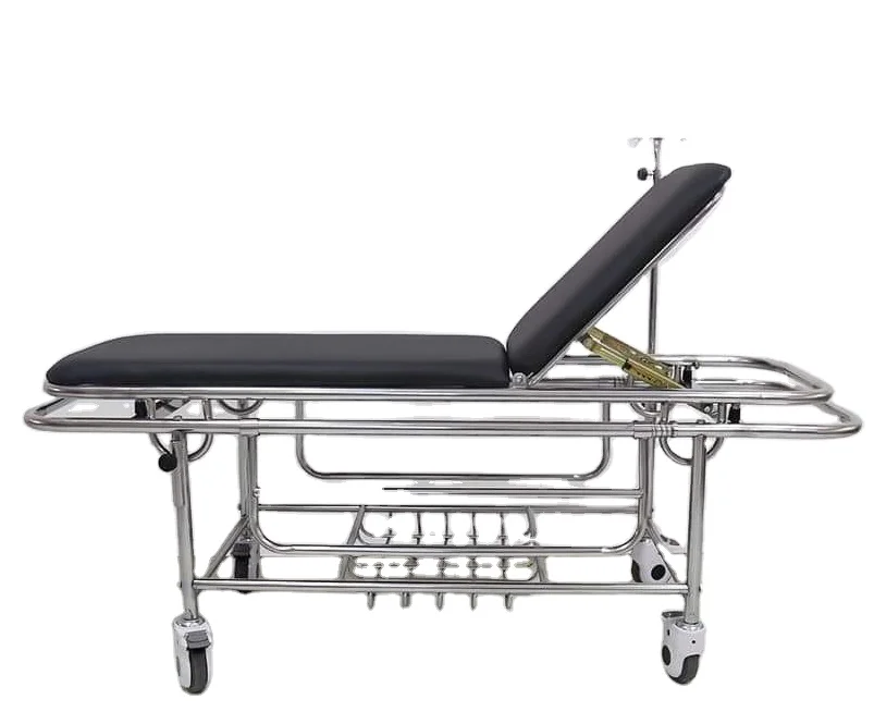 

Stainless Steel Adjustable Manual Patient Hospital Emergency Ambulance Flat Car Stretcher (Patient) Trolley