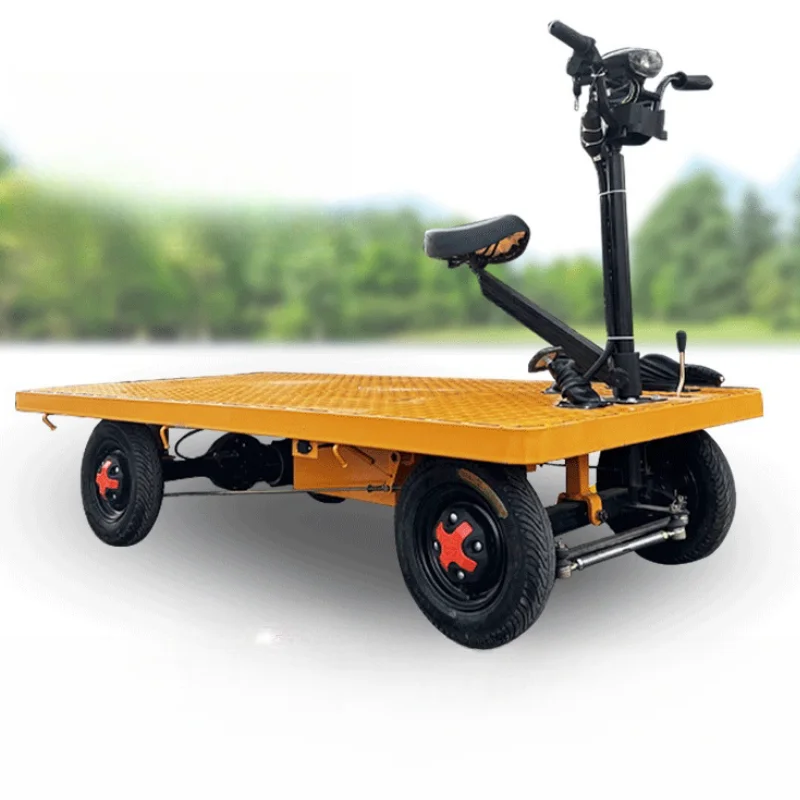 

4 Wheels Electric Flatbed Car Platform Trolley for Warehouse Construction Electric Handling Trolley