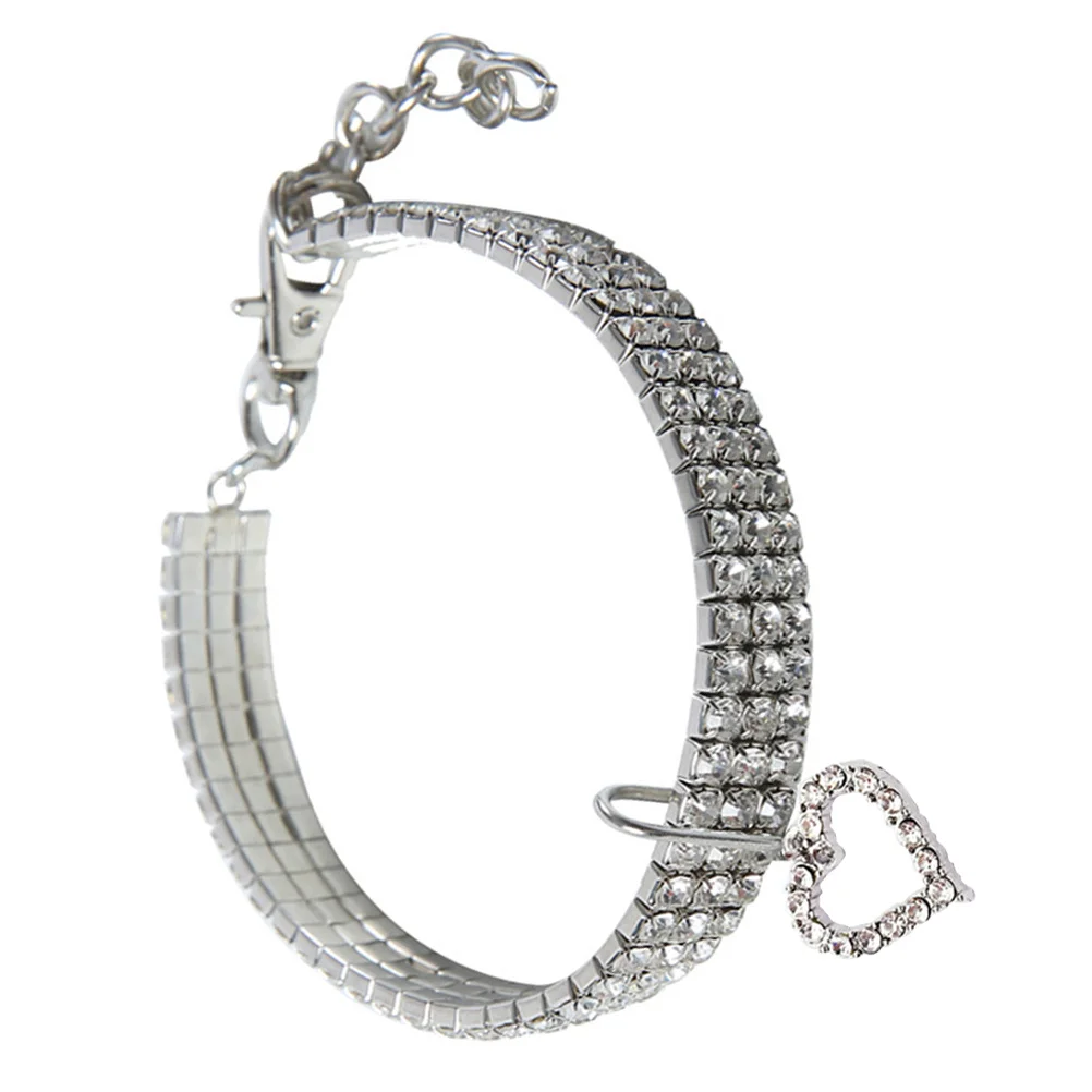 1pcs Pet Necklace Heart Pattern Adjustable Dog Collar Bright Color For Cat Puppy Walking Party Wear Crystal Pet Collar Fashion