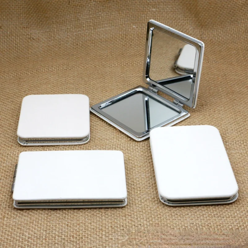 All White Double Sided Mirror Foldable Pocket Makeup Mirrors Circular Square Heart Women Girl Beauty Cosmetic Mirror Beauty Tool