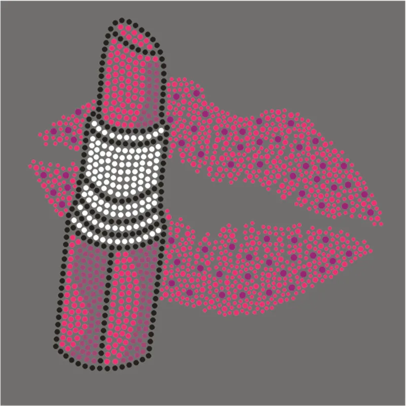 

Lips Hotfix Rhinestone Transfer Motifs T-Shirt Sticker Custom Hot Fix Crystal Beaded Applique Diy Thermal Patches For Clothes