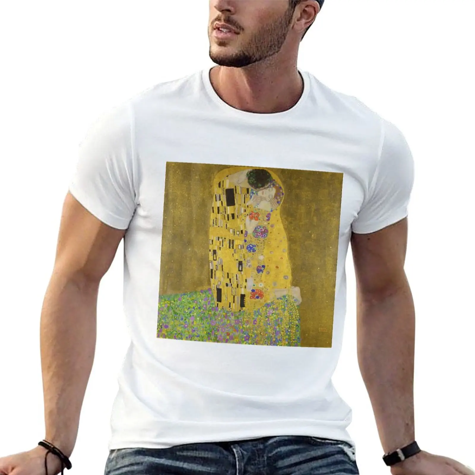 The Kiss (Lovers) by Gustav Klimt (1908–1909) T-Shirt High Elasticity Sports Tee Shirt