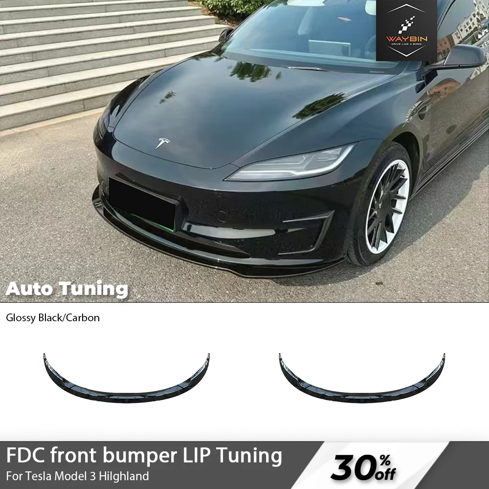 For Tesla Model 3 Highland 2024 FDC Sport Protezione anteriore Trim Spoiler ABS Nero Kit corpo in carbonio Auto Accessories