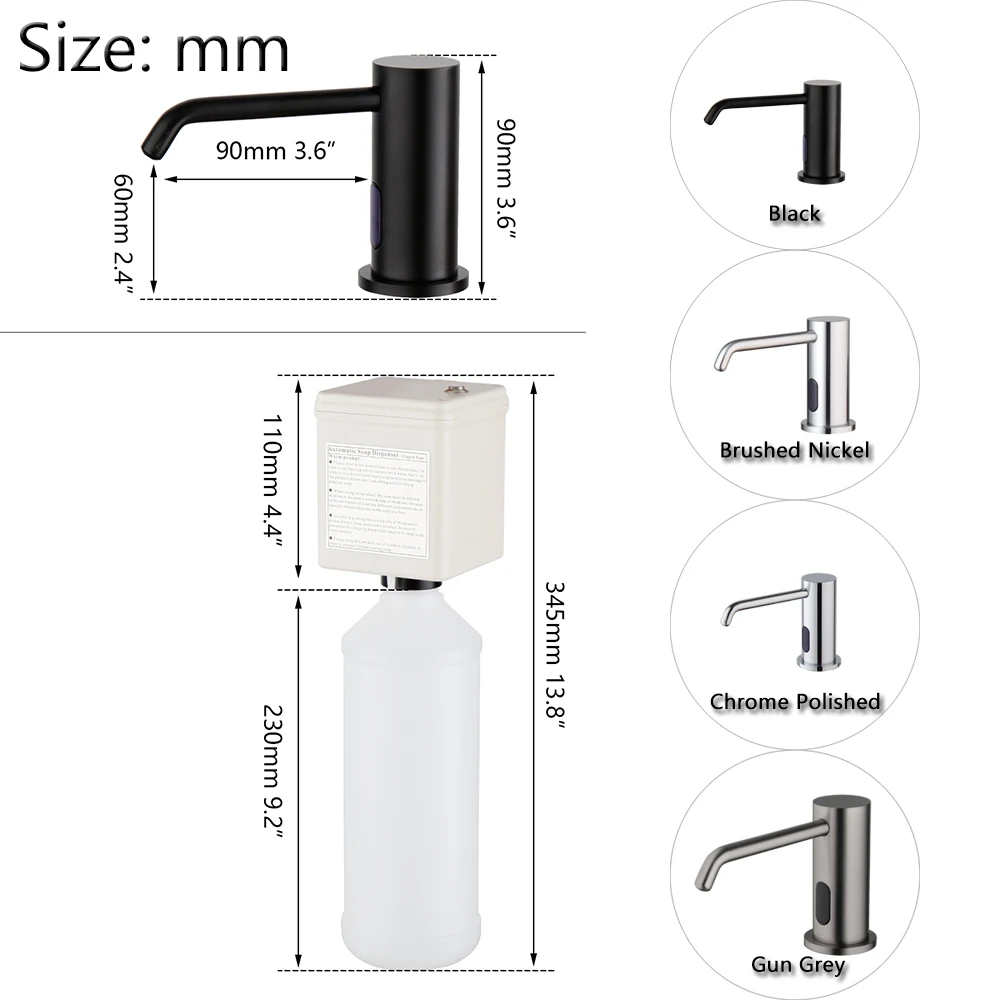 Imagem -02 - Torayvino Dispensador de Sabão Líquido Automático Dispensadores Inteligentes de Detergentes para Cozinha Sensor de Latão Sólido Desinfetante para as Mãos 500 ml