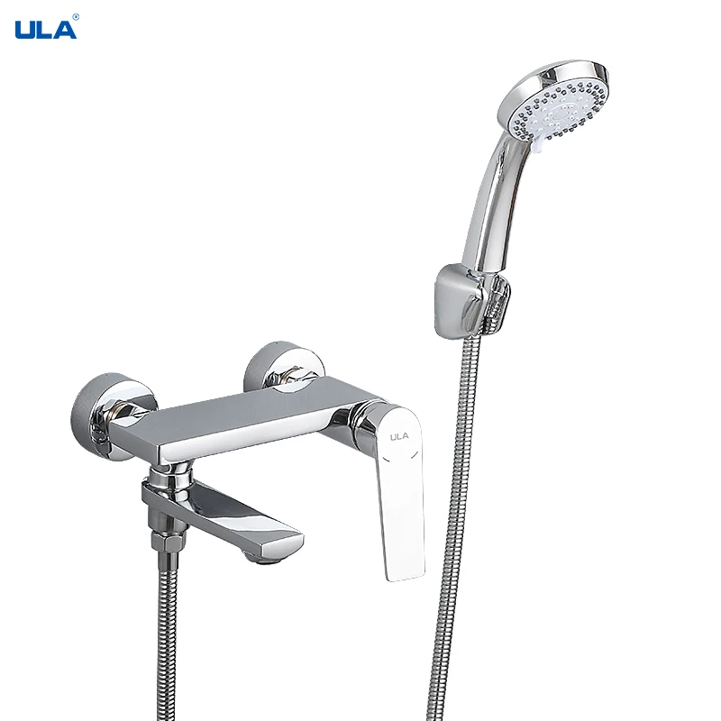 

ULA Bathtub Shower Set Mixer Valve Flexible Spout Bathtub Mixer Taps Hot & Cold Bathroom Shower Faucet Bath Spout Shower System