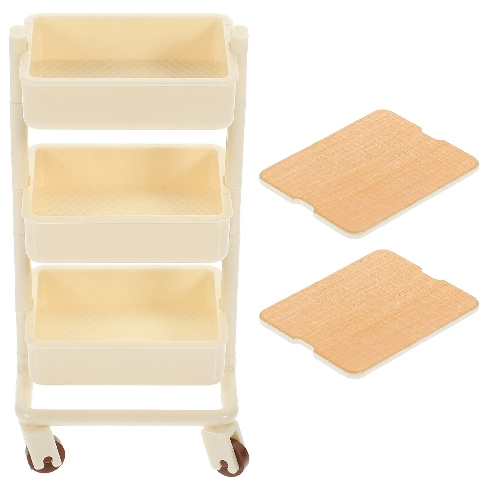 

Mini 3-Layer Storage Cart Small Trolley Mini Furniture Prop Miniature House Decoration Shelf House Trolley