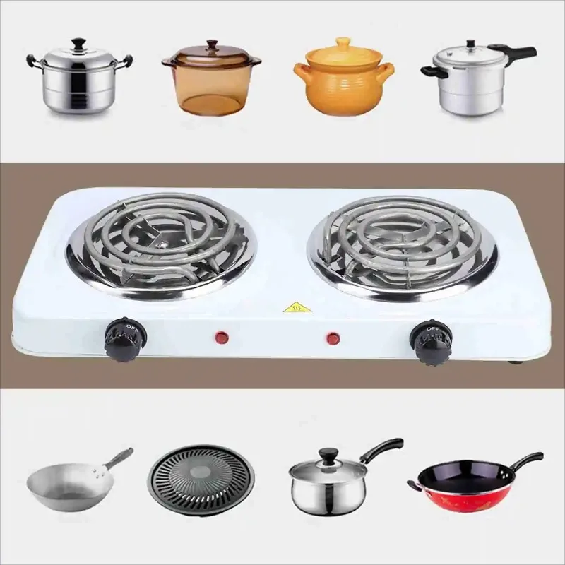 Portable Double Burner Electric Hot Plate 2000W w/ Adjustable Temp for Camping RV Travel Home Kitchen