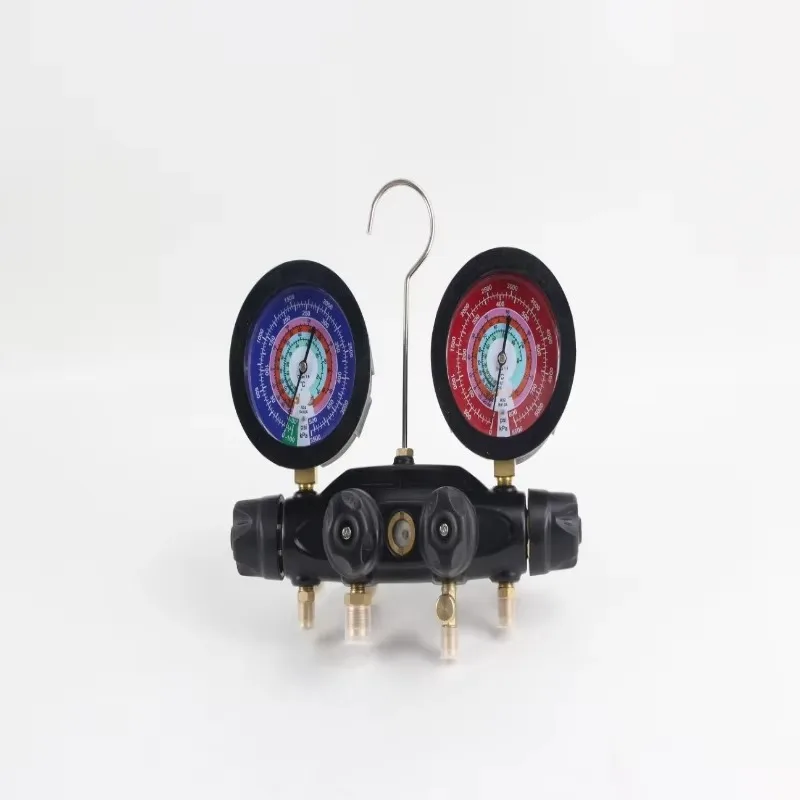 4 Valves Refrigerant Manifold Gauge Set HVAC AC Pressure Gauge Refrigeration Charging Maintenance Tool