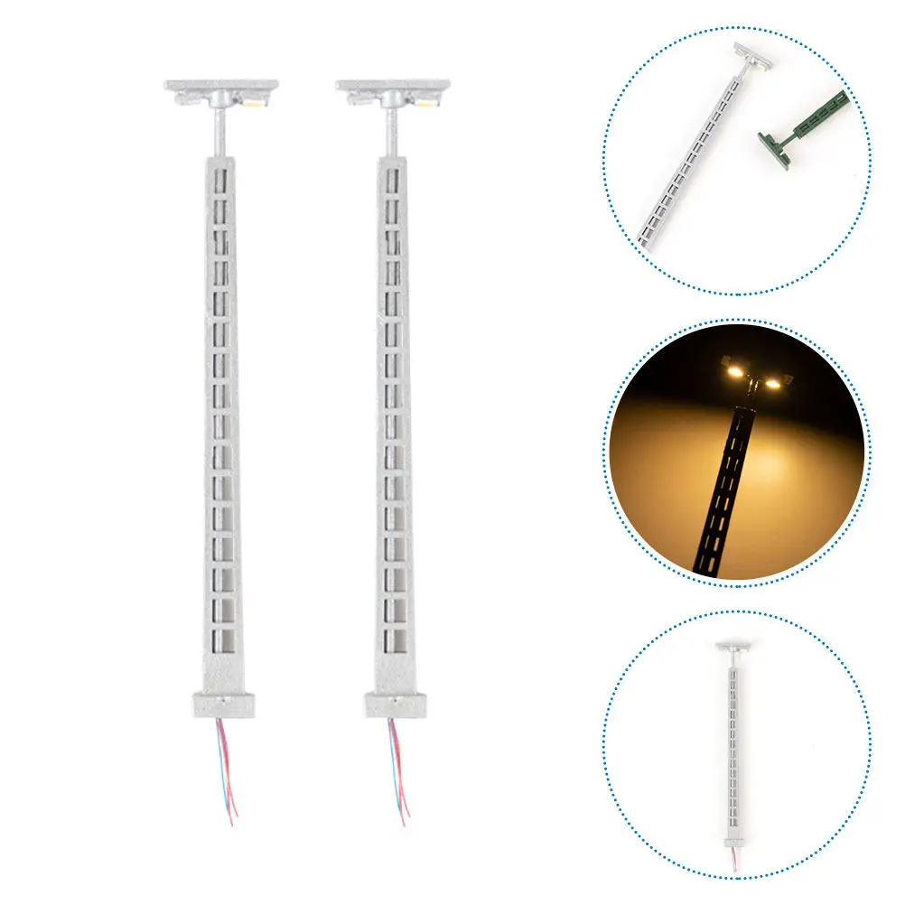 

2Pcs Mini Railroad Light Classic ABS Stainless Steel Sand Table Decoration Signal Light Scene Layout Ornament Scene Decor