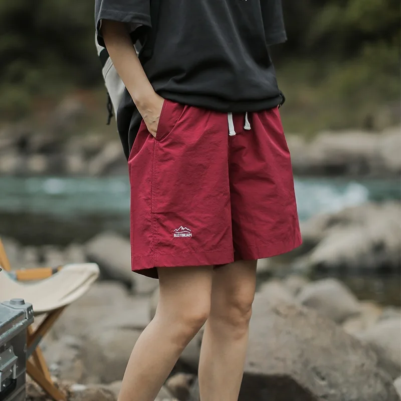 

Qui Dry для занятий спортом на открытом воздухе, мужские свободные брюки с пятью дюйма, летние повседневные прямые брюки, базовый цвет, ретро, японский Sle