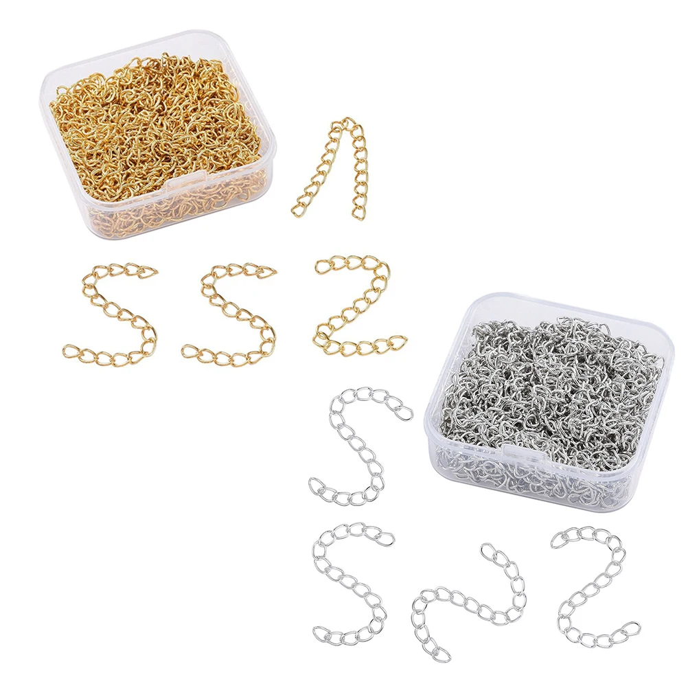 

2 Boxes Iron Chain Spools Jewelry Accessories Durable Cable Link Chains Diy Making Extension For Necklaces Bracelets Anklets