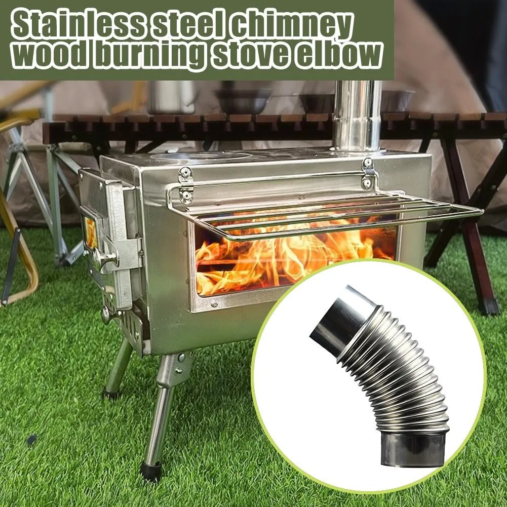 1X Stainless Steel 45 Degree Elbow Chimney Insert Curved Multi Flue Pipe Stove  Elbow Chimney Liner Bend For Wood Stoves Chimney