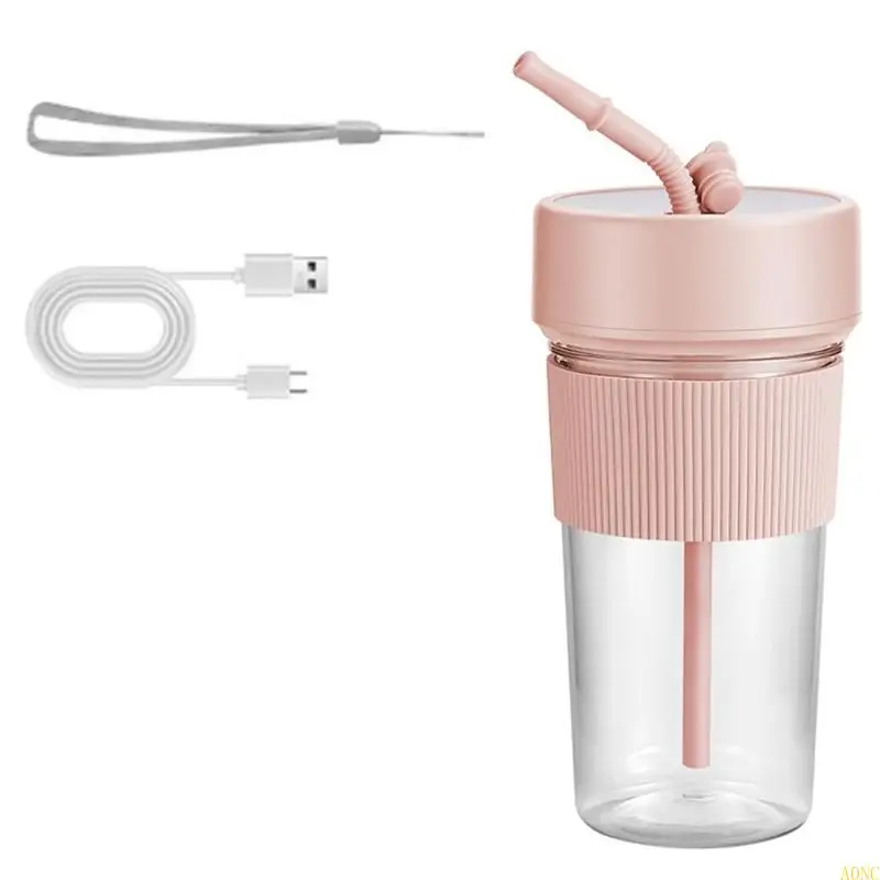 A0NC小型USB充電式ブレンダーフルーツジューサーストローフルーツミキサーポータブルブレンダーPPとフルーツジュース用PC材料