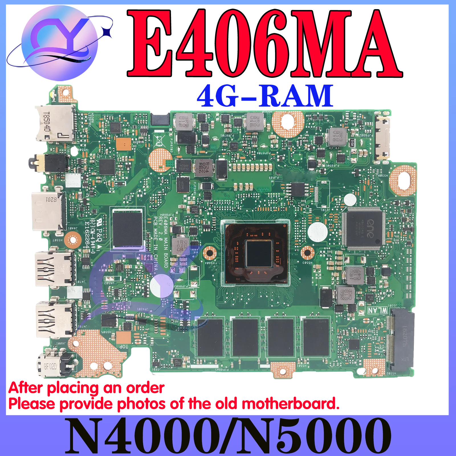 

E406M Laptop Motherboard For ASUS E406MA E406 E406MAS L406MA L406M N4000 N5000 RAM-4G 64G-128G-SSD Mainboard 100% Work