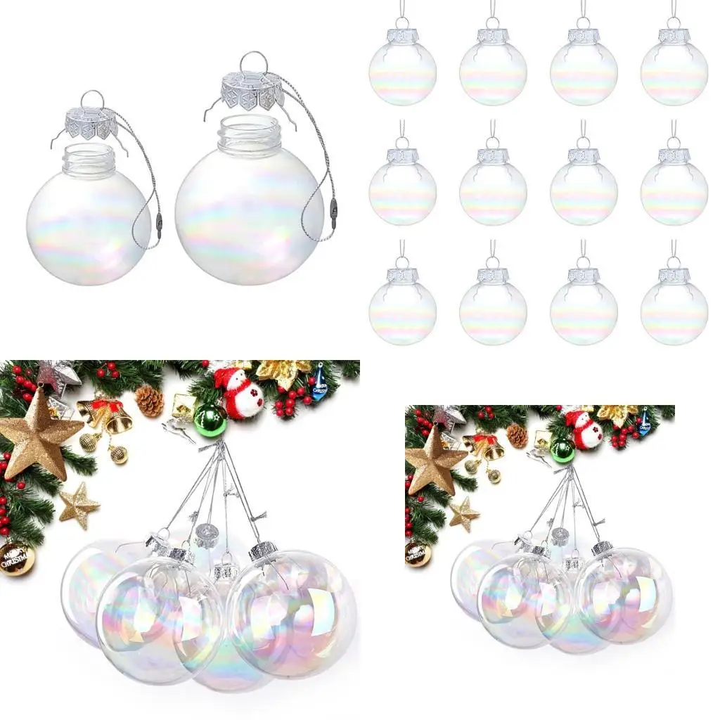 

E8BD 12PCS Colorful Christmas Balls Clear Plastic Ornaments for Holiday Party Decor