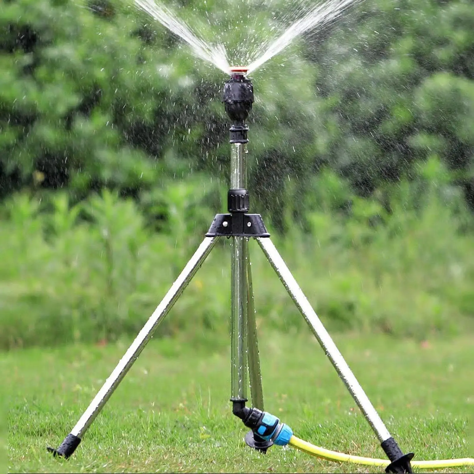 Rotating Tripod Sprinkler Yard Sprinkler,with Quick Connector,Accessories Tripod Lawn Impact Sprinkler for Garden 0-79 Feet