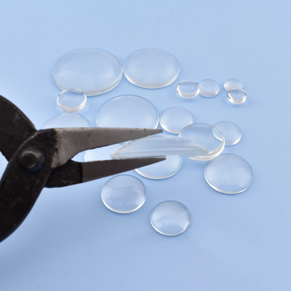 5-30Pcs/Lot 8-30mm Transparent Glass Round Flat Back Cabochons Demo Cameo For Jewelry Making DIY Charms Findings
