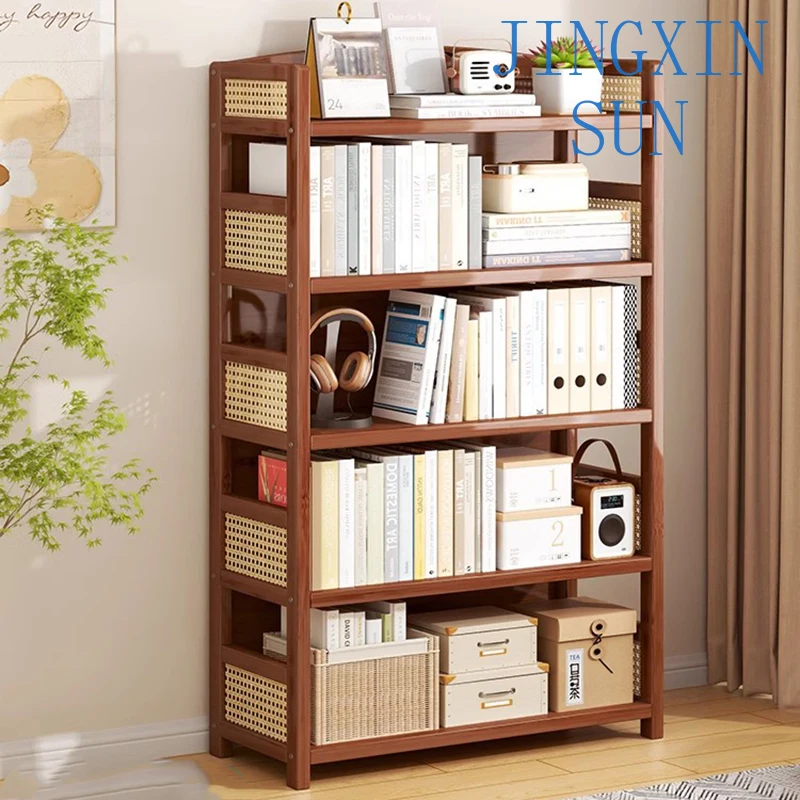Shelf Storage Bookcase Display Nordic Organizer Bamboo Bookshelf Sideboards Minimalist Estanteria Libros Furniture Livingroom